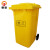 慎固 加厚垃圾桶小区实验室废物回收箱结实耐用污物桶 黄色100L垃圾桶【大轮】