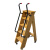定制适用可移动双扶手人字梯折叠带轮梯子书架多功能梯凳加厚实木楼梯 6步清漆色(1.27米高)