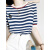 皮尔卡丹（pierre cardin）撞色条纹圆领短袖T恤女夏季韩版时尚休 S(95斤以下拍)