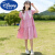 迪士尼（Disney）女童夏季连衣裙2024年新款夏装中大童洋气韩版公主裙薄款短袖裙子 蓝色 120cm(120cm)