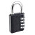 海斯迪克 锌合金4位密码挂锁 行李箱健身房防盗锁机械柜子锁 黑色 HKCX-160