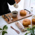 CH日式咖啡厅家用早餐面包点心寿司相思木托盘茶盘长形双耳带把 相思木托盘-白色圆把手大号