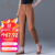 伯莎丹顿品牌定制女裤夏季薄款2024新款中年休闲亚麻宽松显瘦高腰哈伦裤 棕色 28