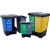 厨余双桶户外垃圾分类垃圾桶双层脚踏式可回收分类环保垃圾箱大号 18升双桶蓝灰色加厚