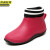 京洲实邦 红色加保暖棉套 防滑耐磨短筒雨靴JZSB-9270