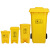 感力 黄色医疗垃圾桶加厚脚踏带轮带盖医院诊所单位废弃物塑料垃圾桶240L加厚款57*71.5*101cm
