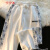 NASA LEAP 美式设计感涂鸦休闲运动裤子女早春夏季宽松直筒束脚网红格子卫 白色 (面料) S