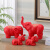 茶云艺云创意陶瓷欧式美式北欧大象小象装饰品电视柜客厅猪 纯色红4只象