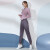 范斯蒂克跑步运动套装女长袖晨跑透气时尚健身训练修身显瘦瑜伽服 浅紫+灰紫两件套 FTC28196 XXL