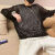 沃米德男士夏天穿的打底衫T恤清爽透气镂空针织重磅T恤男夏季潮牌网格防 GL-M137黑色 S