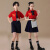 比克尼可六一儿童儿童合唱演出服中国红班服爱咏比赛朗诵读服装舞蹈服女童 6号红女梦长+藏青裙送袜子 100cm(100cm)