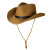 领玄男士西部牛仔帽 可折叠防嗮草帽沙滩遮阳帽大沿帽夏天礼帽子 卡其 58cm