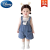 迪士尼（Disney）婴儿衣服夏季韩版超萌可爱兔子牛仔背带裤分体套装一岁女宝宝童装 彩虹色短袖 80cm