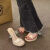 透明拖鞋女外穿高跟鞋2023新款夏季小众设计感一字带水晶粗跟凉拖 杏色7cm 37