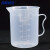 海斯迪克 HKQS-103 透明量杯带把 容量杯刻度杯 高硼硅带手柄塑料计量杯 2000ml 