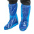品之德 一次性鞋套长筒加厚防水防滑耐磨透明脚套长筒蓝色10双