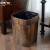 新中式复古仿木纹垃圾桶创意客厅厨房卫生间纸篓塑料无盖大号 大圆咖啡色