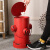 复古铁艺工业风创意个性栓大号带盖脚踩室外垃圾桶客厅户外用 椭圆款红色