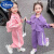 迪士尼（Disney）女童春秋夹克套装2023新款女孩洋气时尚运动两件套潮款童装中小童 紫色【拉条套装】 100