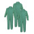 代尔塔401015防化服 重型防化弱双面PVC涂层多次液密防喷溅耐酸碱弹性兜帽袖口连体防护服 绿色