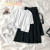 瓦斯伦两套装裙夏季套装女小个子学生韩版不规则绑带短袖T恤+中长款半身裙两z 单件白色上衣 S 建议70-95斤