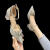 麦妮兰搭配连衣裙的鞋子单鞋水晶跟粗包头凉鞋女跟2024法式蝴蝶水晶设计 银色蝴蝶结 34