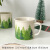 穆尼生活 穆尼 皑皑青松马克杯带盖陶瓷圣诞树水杯清新绿复古小茶缸咖啡杯 青松马克杯