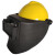 利力维特高空作业电焊帽式面罩配安全氩弧焊头戴式焊工卡扣全脸防护 插槽面罩+PE安全帽(黄色) +2个镜片 编号6