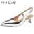 TATA  GLARE女鞋2023夏季新款韩版尖头纯色浅口搭扣中跟时装凉 银色 34