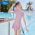 迪士尼（Disney）儿童泳衣分体女童新款公主裙中大童游泳衣女孩可爱学生游泳装 2021粉色+泳帽+泳镜+泳包2024 L 建议身高95-105cm