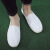谋福（CNMF）懒人休闲一脚蹬工作胶鞋 白色棉帆布男女劳保鞋 （白色） 40 