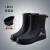 上海男士雨鞋中筒工作劳保防水鞋胶鞋加厚防滑雨靴加绒防雨耐磨 658黑色无棉标准码 39