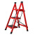 梯子人字梯三步梯加厚多功能折叠梯花架梯便携式可收纳折叠梯 简易D型三步梯（红色） 无头