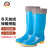 上海牌女士高筒雨靴 防滑耐磨雨鞋防水鞋 时尚舒适PVC/EVA雨鞋 户外防水防滑雨靴 可拆卸棉套 蓝色加棉套 40