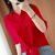 韩芙诗中袖衬衫女设计感小众新款韩版显瘦气质衬衣宽松短袖上衣 红色 M