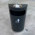 庄太太 黑色带烟缸款 港式创意不锈钢半圆靠墙式垃圾桶ZTT-9012