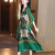 瑟俐品牌重磅真丝连衣裙夏新款高级感小众设计蝙蝠袖大牌奢华桑蚕丝裙 绿色 S