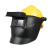 自动变光电焊面罩头戴式可翻盖配安全帽高空作业护眼氩弧焊工 真彩变光插槽款+黄色安全帽