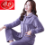 浪莎（LangSha）睡衣女冬加厚保暖珊瑚绒中老年睡衣家居服大码简约秋冬法兰绒套装 玫瑰蕾丝紫色 M(80-100斤)