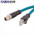 M12 A编码8芯公头转RJ45，24awg*4P CAT5E 黑色超五类普通线 M12 8X转RJ45 10M