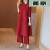 蕉京女儿结婚妈妈穿的时尚款衣服感套装洋气喜婆婆大码婚宴礼服 酒红色 均码(适合130-180斤)