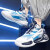 疾步（JIBU）儿童跑步鞋男款中大童篮球运动鞋青少年男孩15岁初中生旋钮扣跑鞋 黑蓝 31