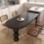 欧派（OPPEIN）法式复古实木餐桌椭圆形家用小户型黑色中古风客厅饭桌书桌一体桌 140桌+4桑纳椅