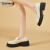 达芙妮（DAPHNE）厚底乐福鞋女2024年新款中跟单鞋素面英伦风白色小皮鞋夏季女鞋 米色 5CM 37