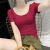 皮尔卡丹（Pierre caidin）白色短袖t恤女夏季纯色修身圆领女士韩版打底半袖上衣清爽体恤女 大红色 XL（105斤116斤