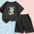 迪士尼儿童纯棉运动套装2024夏季新款男女童短袖t恤宝宝短裤两件套童装 黑色-大写乐 100cm