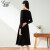 季梵施（JIFANSHI）品牌法式长袖衬衫领黑色雪纺连衣裙女年新款春装中长款 黑色 M