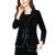 麦妮兰中式国风盘扣金丝绒上衣女感外套中年时尚V领中国风上衣春秋 黑色 L 80至95斤