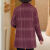 TNWKJLC中年妈妈春秋季毛呢外套中老年女妈妈冬装外套加棉厚格子四五十岁 紫色 XL(90斤-105斤)