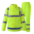 先锋连 带帽反光雨衣值勤交通骑行雨衣防汛救援巡逻 加厚荧光绿分体雨衣 XL-175 